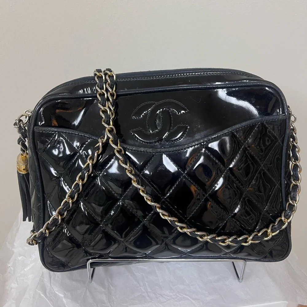 Chanel Black Camera Bag with Quilted Design. - Picture 1 of 10